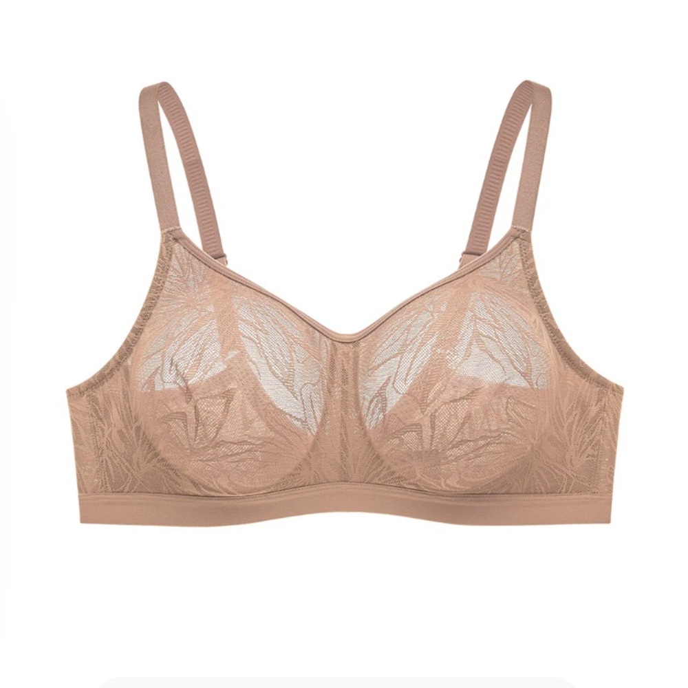 Sheer Lace Wireless Bra - Nude
